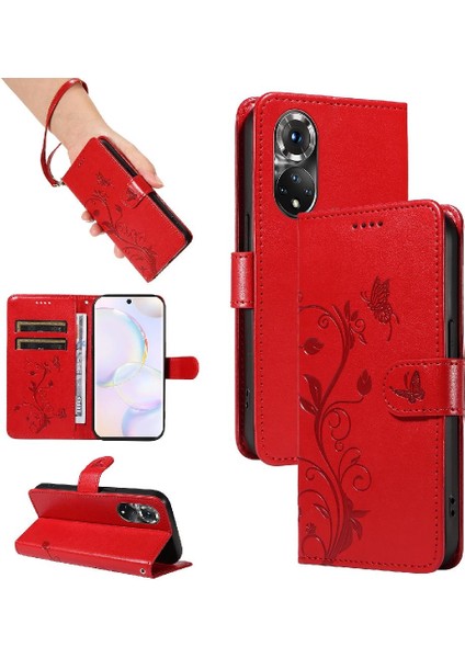 Huawei Nova 9 Için Kılıf ve El Kayışı Cüzdan Telefon Kılıfı ile Kart Yuvası (Yurt Dışından)