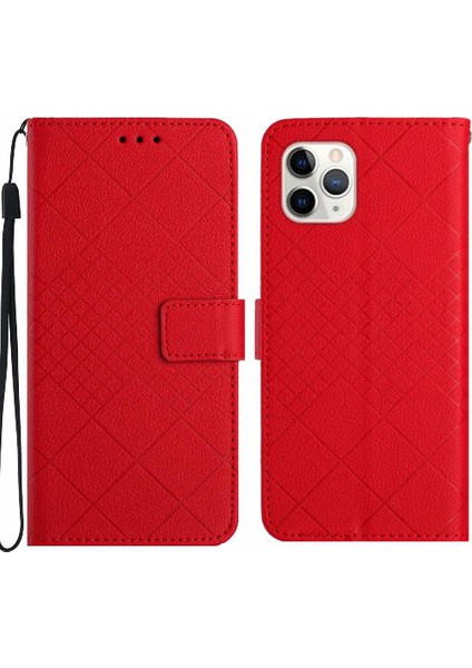 El Kayışı Elmas Kabartmalı Kart Yuvası ile IPhone 11 Pro Max Için Flip Case (Yurt Dışından)