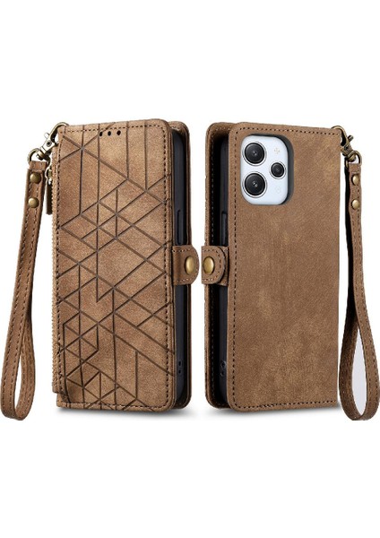 Redmi 12 Için Flip Case Deri Kılıf Darbeye Basit Iş (Yurt Dışından)