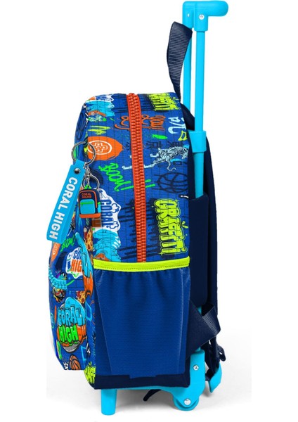 Minik Yuva Çekçekli Sırt Çantası Saks Grafiti Desenli Iki Bölmeli 24067 fiyatları