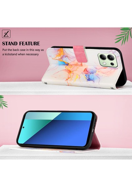 Redmi Için Not 13 4g Mermer Desen Kickstand Pu Deri Cüzdan (Yurt Dışından)