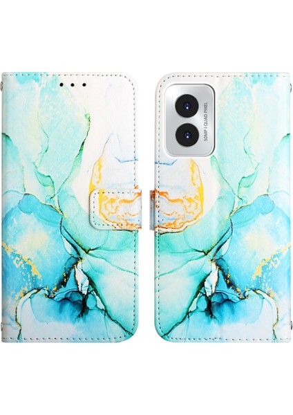 Motorola Moto G Oynamak Için Kılıf 4g 2024 Pu Deri Cüzdan Mermer Desen (Yurt Dışından)
