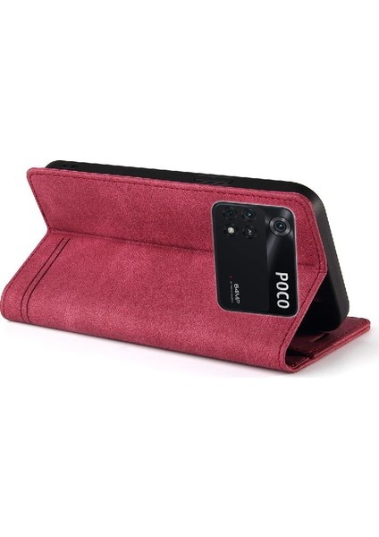 Poco M4 Pro 4g Için Iki Kart Yuvaları Kickstand Premium Deri Kılıf (Yurt Dışından)