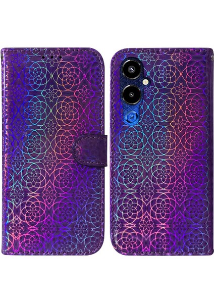 Tecno Pova 4 Pro Için Kılıf Standı Tutucu Glitter Renkli Cüzdan Kılıf Kartı (Yurt Dışından)