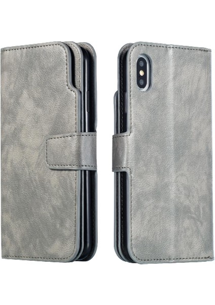 IPhone Xs Max Manyetik Kickstand 9 Kart Yuvaları Pu Deri Cüzdan (Yurt Dışından)