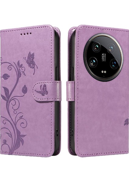 El Kayışı ile Xiaomi 14 Ultra Için Flip Case Cüzdan Telefon Kılıfı Kabartmalı (Yurt Dışından)