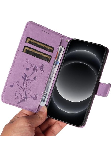 El Kayışı ile Xiaomi 14 Ultra Için Flip Case Cüzdan Telefon Kılıfı Kabartmalı (Yurt Dışından)