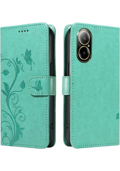 El Kayışı ve Kart ile Realme C67 4g Kabartmalı Kelebek Için Flip Case (Yurt Dışından)