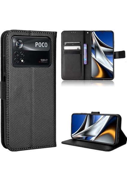 Poco M4 Pro 4g Manyetik Cüzdan Kart Tutucu Kickstand Kapak (Yurt Dışından)