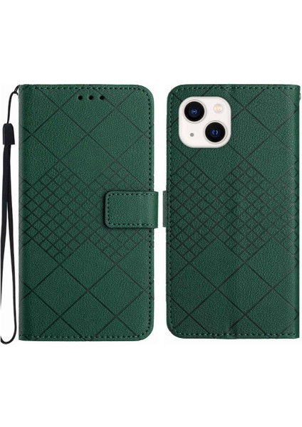 IPhone 15 Için Flip Case Artı Elmas Kabartmalı Manyetik Kapak ile El Pu (Yurt Dışından)