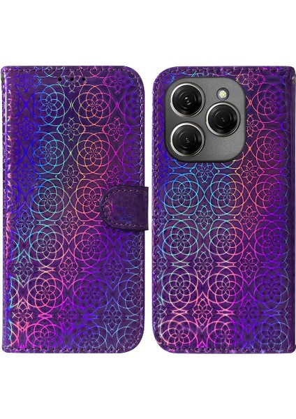 Tecno Spark 20 Pro 4g Kart Yuvası Premium Pu Deri Glitter Standı Için Kılıf (Yurt Dışından)
