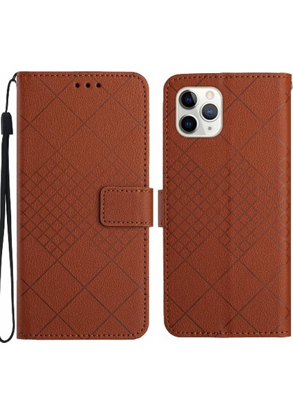 El Kayışı Elmas Kabartmalı Kart Yuvası ile IPhone 11 Pro Max Için Flip Case (Yurt Dışından)