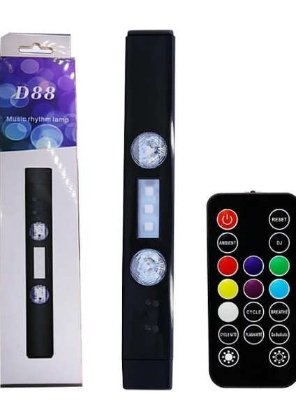 D88-S Kumandalı USB Şarjlı Sese Duyarlı Dekorasyon Araç Içi Rgb LED Aydınlatma -22CM-