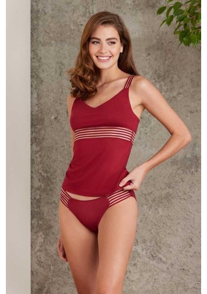 Bordo Penye Atlet Külot Kadın Iç Çamaşırı Takımı 300