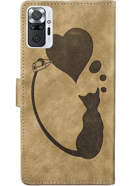 Redmi Için Not 10 Pro Artı Kabartmalı Sevimli Kedi Flip Folio Kart (Yurt Dışından)