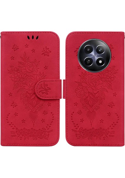 Realme 12 5g Cüzdan Durumda Kabartma Gül Çiçekler Flip Pu Deri Kart (Yurt Dışından)