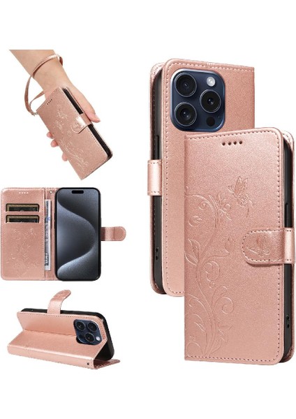 El Kayışı ve Kart Yuvası Yüksek Kaliteli Deri ile IPhone 15 Pro Için Kılıf (Yurt Dışından)