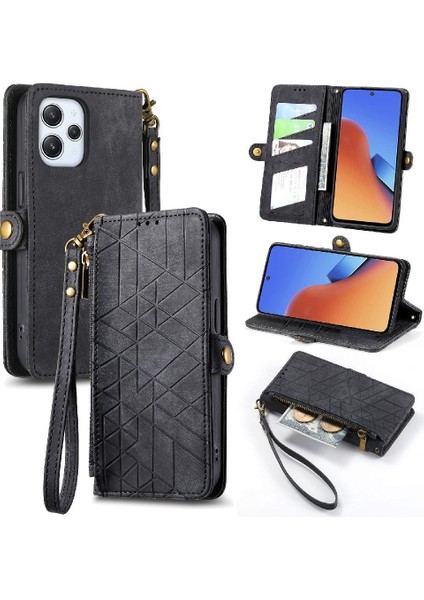 Redmi 12 Için Flip Case Deri Kılıf Darbeye Basit Iş (Yurt Dışından)