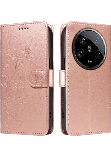El Kayışı ile Xiaomi 14 Ultra Için Flip Case Cüzdan Telefon Kılıfı Kabartmalı (Yurt Dışından)