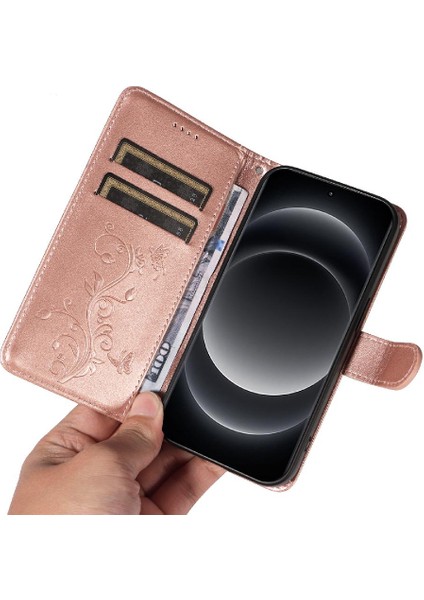 El Kayışı ile Xiaomi 14 Ultra Için Flip Case Cüzdan Telefon Kılıfı Kabartmalı (Yurt Dışından)