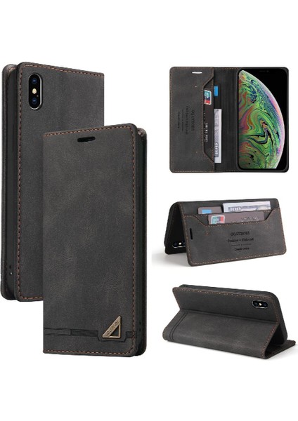 IPhone Xs Max Premium Deri Kickstand Iki Kart Yuvaları Premium Kılıf (Yurt Dışından)