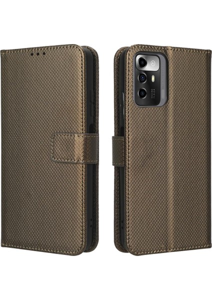 Zte Blade A72 5g Kickstand Kapak Kart Tutucu Manyetik Cüzdan (Yurt Dışından)