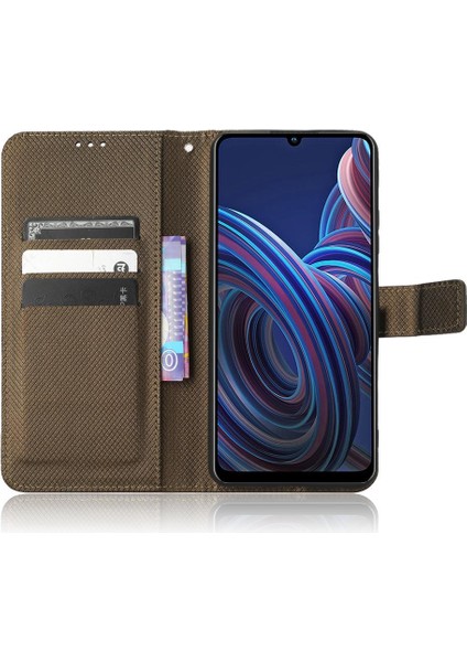 Zte Blade A72 5g Kickstand Kapak Kart Tutucu Manyetik Cüzdan (Yurt Dışından)