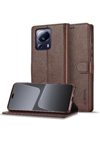 Xiaomi 13 Lite 5g Buzağı Doku ile Yatay Çevir Deri Kılıf (Yurt Dışından)