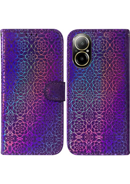 Realme C67 4g Için Kılıf Standı Tutucu Cüzdan Kılıf Glitter Renkli Prim (Yurt Dışından)