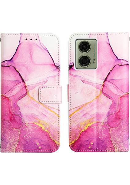Motorola Moto G24 4G/G04 4g Pu Deri Kickstand Cüzdan Mermer Için Kılıf (Yurt Dışından)