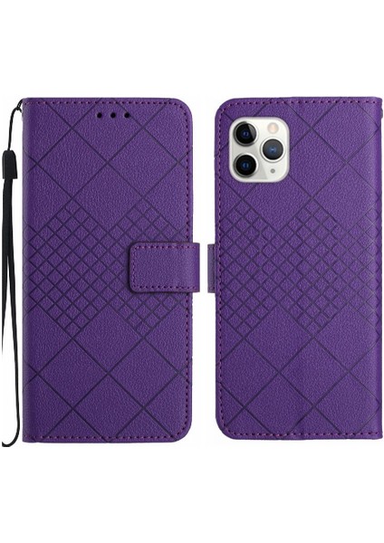 El Kayışı Elmas Kabartmalı Kart Yuvası ile IPhone 11 Pro Max Için Flip Case (Yurt Dışından)