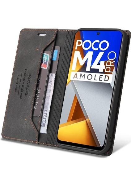 Poco M4 Pro 4g Için Iki Kart Yuvaları Kickstand Premium Deri Kılıf (Yurt Dışından)