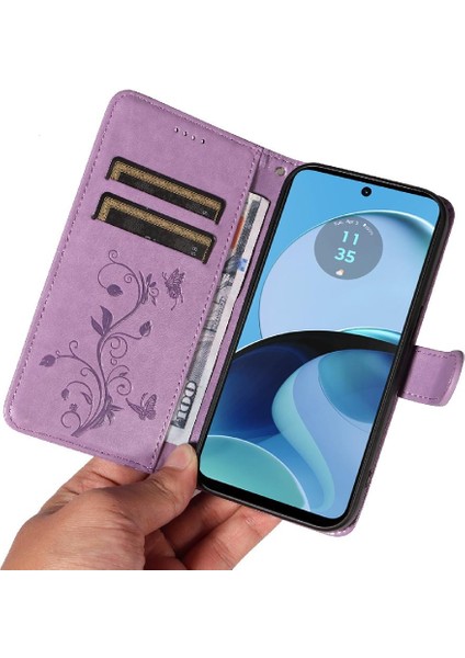 Motorola Moto G14 4g ve Kart Yuvası Için Kılıf Yüksek Kaliteli Deri Kabartmalı (Yurt Dışından) indirimleri