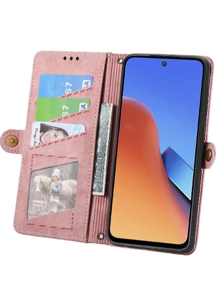 Redmi 12 Için Flip Case Deri Kılıf Darbeye Basit Iş (Yurt Dışından)