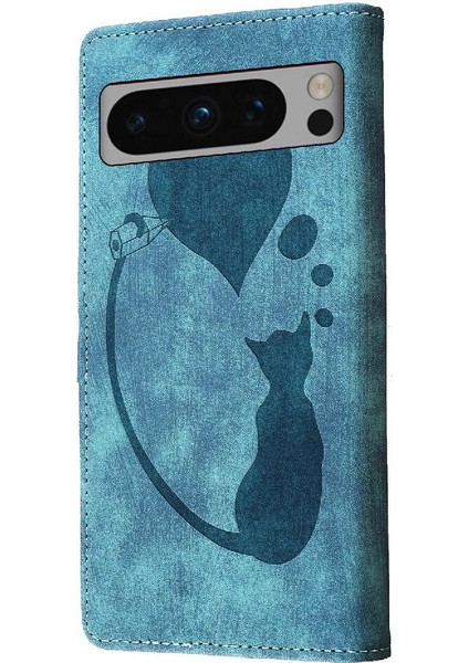 Google Piksel 8 Pro Flip Folio Cüzdan Kılıf Için Kılıf Kabartmalı Sevimli Kedi (Yurt Dışından)