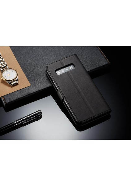 Samsung Galaxy S10 Artı Buzağı Doku Yatay Çevir Deri Kılıf (Yurt Dışından)