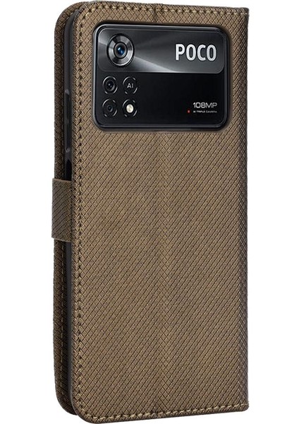 Poco M4 Pro 4g Manyetik Cüzdan Kart Tutucu Kickstand Kapak (Yurt Dışından)