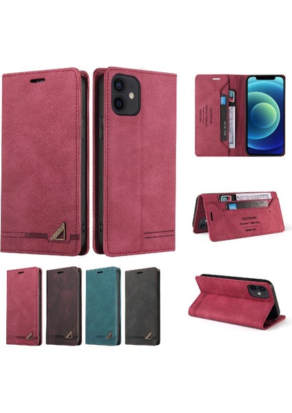 IPhone 12 Için Kılıf Mini Premium Deri Premium Deri Iki Kart Yuvaları (Yurt Dışından)