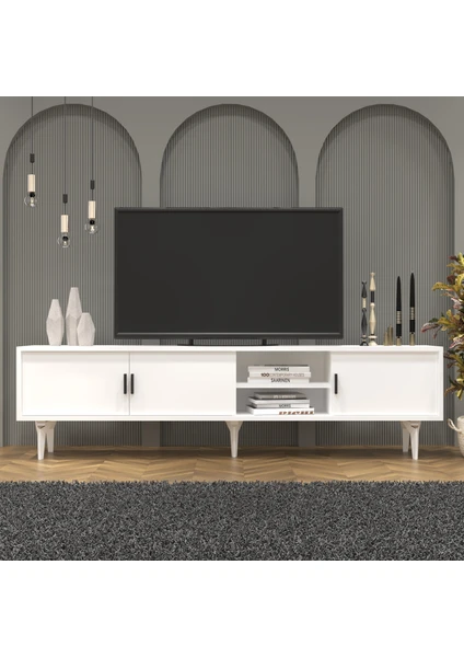 Cool Home Marin Tv Ünitesi Tv Sehpası 180 cm , Raflı , Beyaz