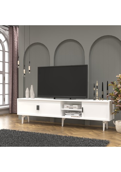 Cool Home Marin Tv Ünitesi Tv Sehpası 180 cm , Raflı , Beyaz