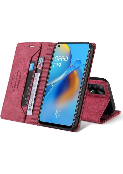 Oppo F19 4G/A74 4g Premium Deri Iki Kart Yuvaları Kickstand Için Kılıf (Yurt Dışından)