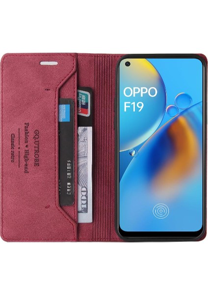 Oppo F19 4G/A74 4g Premium Deri Iki Kart Yuvaları Kickstand Için Kılıf (Yurt Dışından)