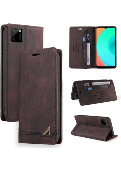 Realme C11 Kickstand Iki Kart Yuvaları Premium Deri Premium Için Kılıf (Yurt Dışından) fırsatları
