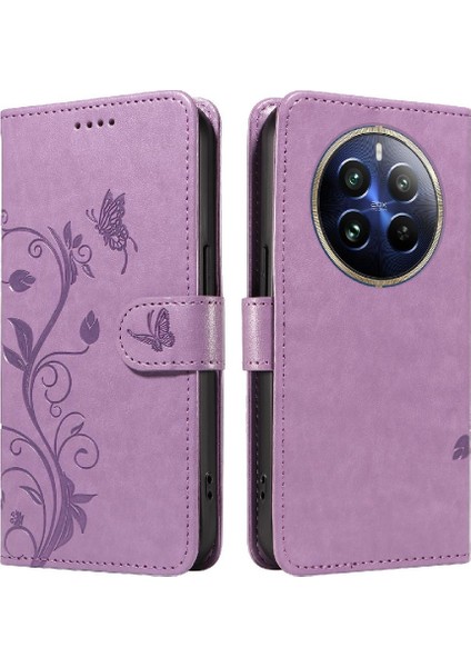 Realme 12 Pro Artı Kabartmalı Kelebek Cüzdan Telefon Kılıfı Için Flip Case ve (Yurt Dışından)