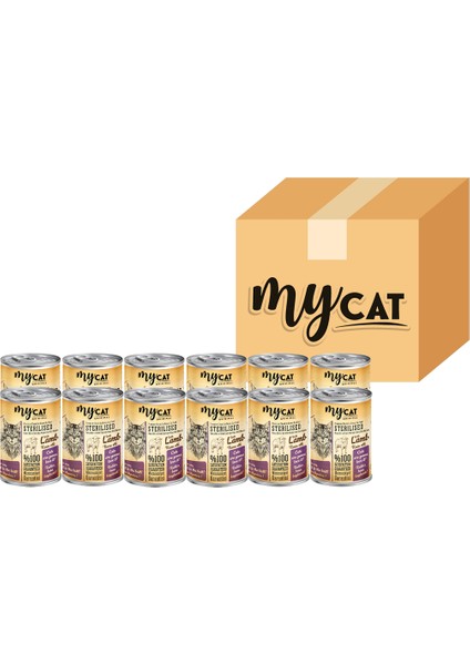 Mycat Kuzu Parça Etli Kısırlaştırılmış Sterilised Kedi Konserversi 12'li 400 gr
