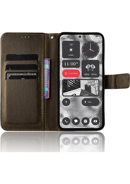 Nothing Kılıf Telefon 2 Kart Tutucu Kickstand Kapak Manyetik Cüzdan (Yurt Dışından)