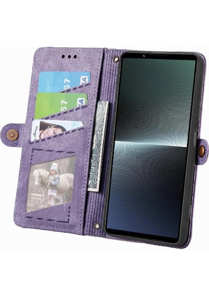 Sony Xperia 1 V Için Flip Case Darbeye Basit Iş Deri Kılıf (Yurt Dışından)