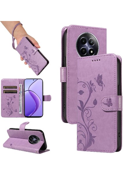 El Kayışı ile Realme 12 5g Yüksek Kaliteli Deri Için Flip Case Kabartmalı (Yurt Dışından)