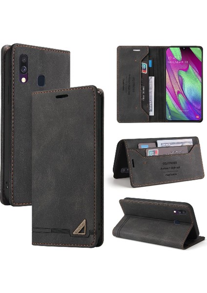 Samsung Galaxy A40 Kickstand Iki Kart Yuvaları Premium Deri Kılıf (Yurt Dışından)