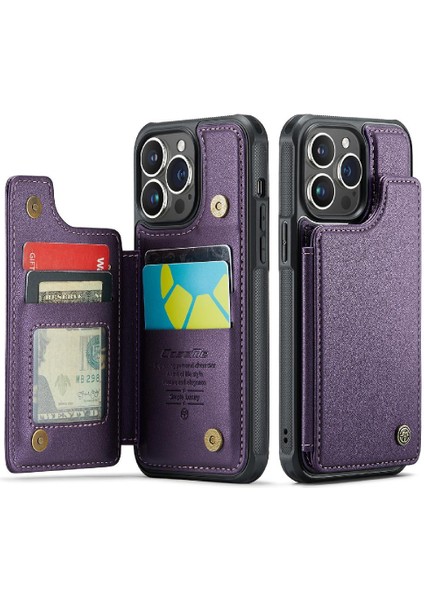 IPhone 14 Pro Kickstand Rfıd Engelleme Kart Tutucu Için Caseme Cüzdan Kılıf (Yurt Dışından)